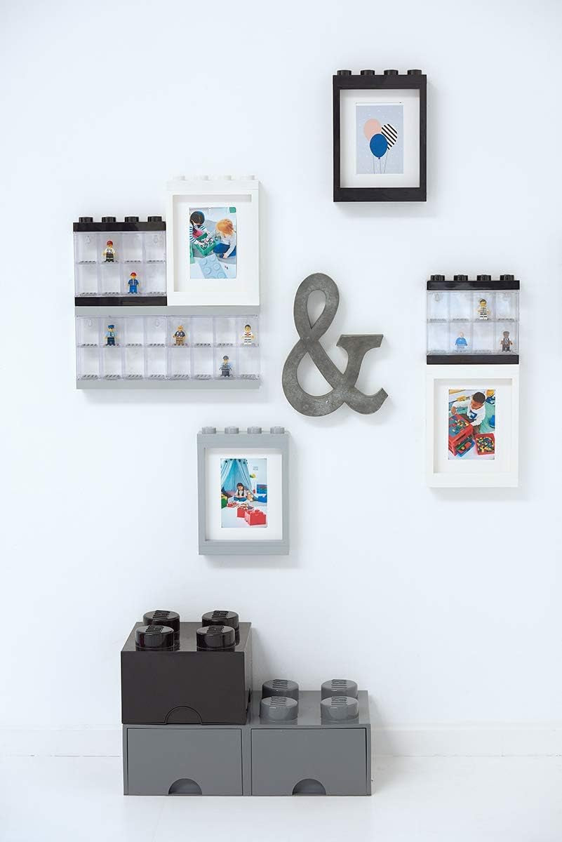 Lego Picture Frame - Stackable, Tabletop or Wall Display Photo Frame, Fits 5 X 7 in Photos, Grey