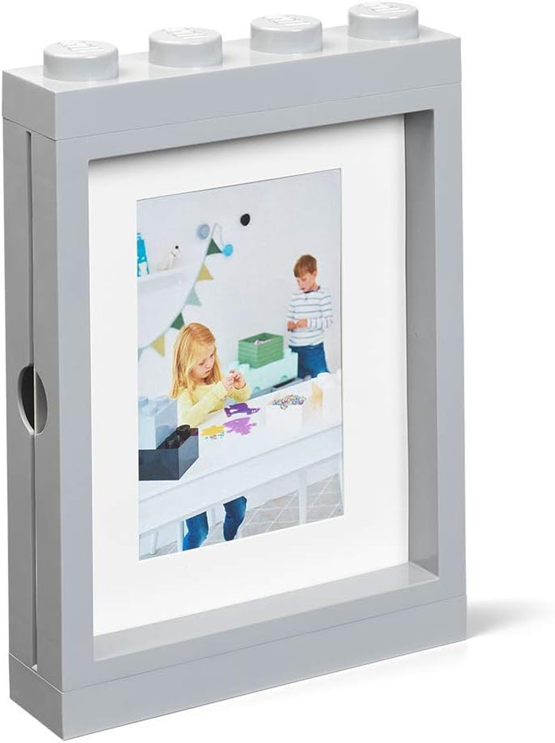 Lego Picture Frame - Stackable, Tabletop or Wall Display Photo Frame, Fits 5 X 7 in Photos, Grey